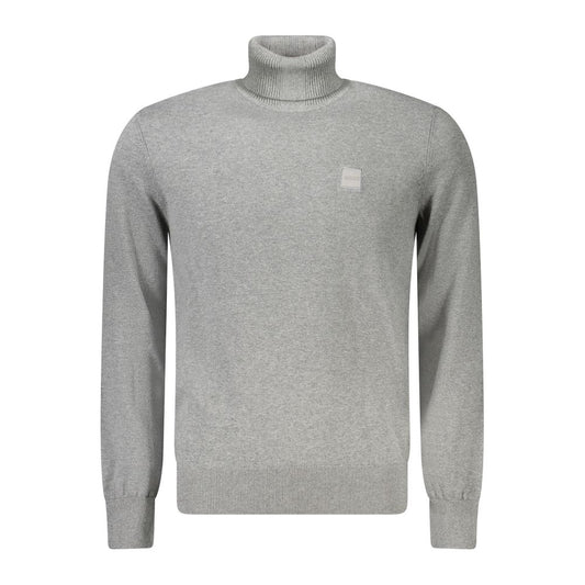 Hugo Boss Gray Cotton Turtleneck Sweater