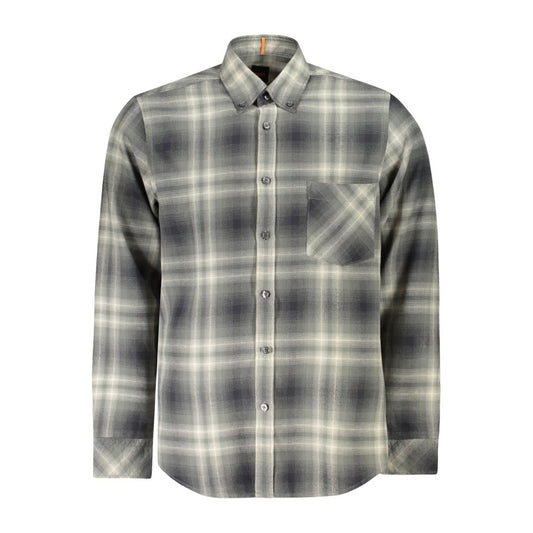 Hugo Boss Green Cotton Shirt - Long Sleeved Regular Fit