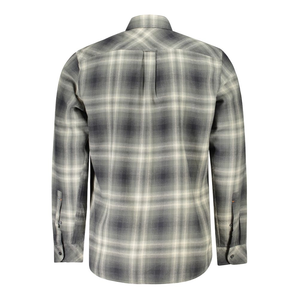 Hugo Boss Green Cotton Shirt - Long Sleeved Regular Fit
