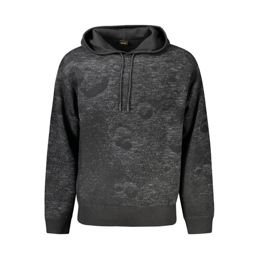Hugo Boss Black Wool Sweater - Long Sleeved Hooded Sweatshirt with Contrast Details
