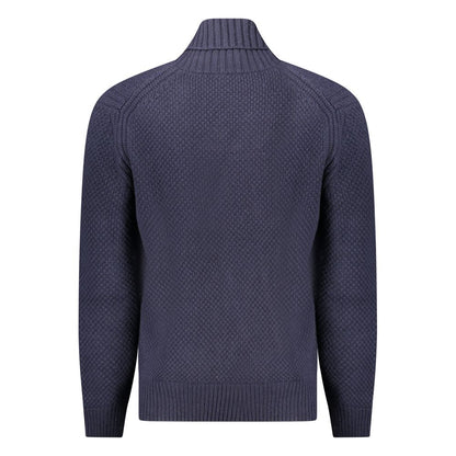 Hugo Boss Blue Wool Sweater with Contrasting Details