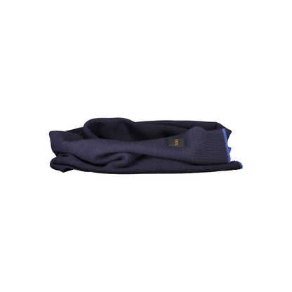Hugo Boss Blue Wool Hat and Scarf Set