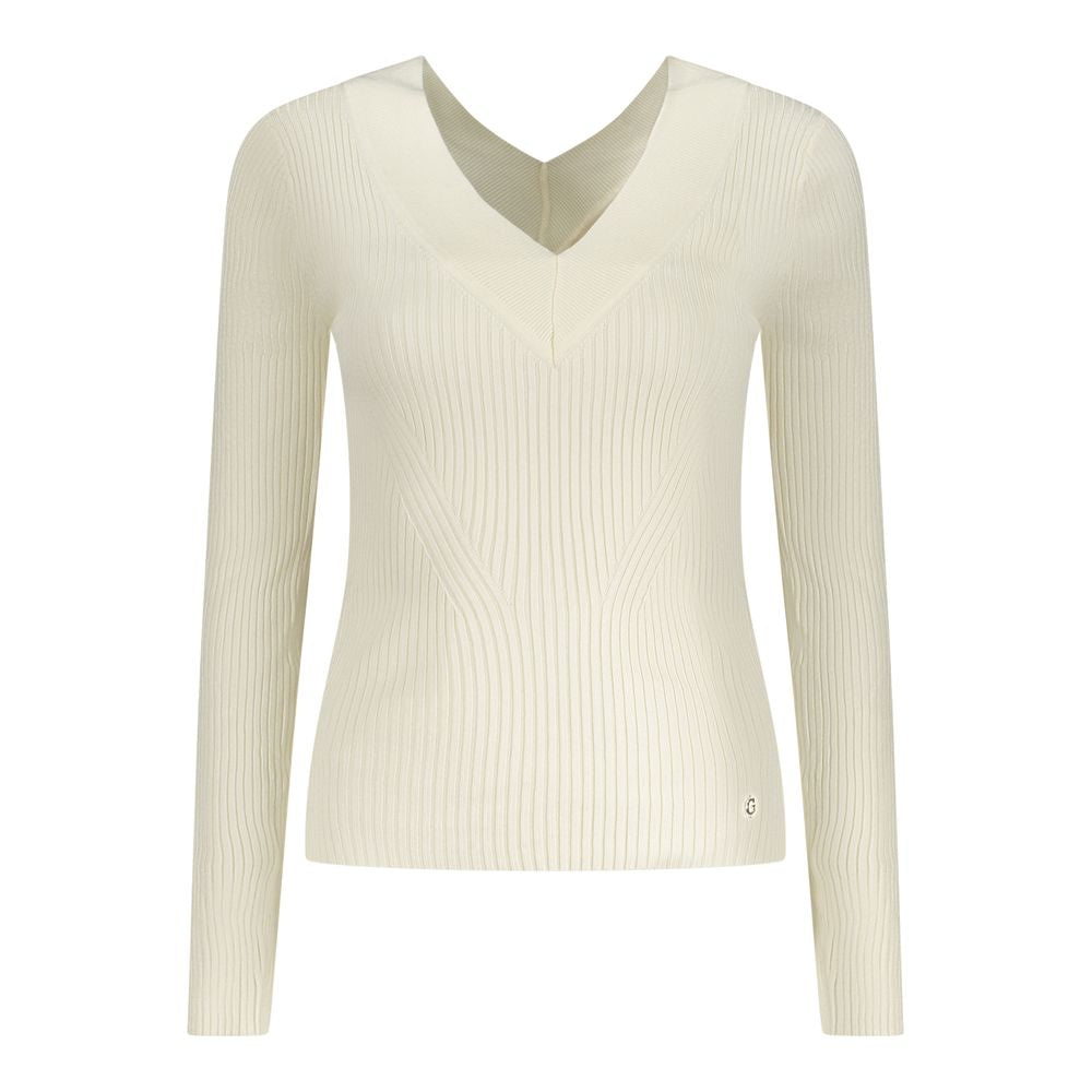 Guess Jeans White Viscose Sweater - Trendy and Versatile