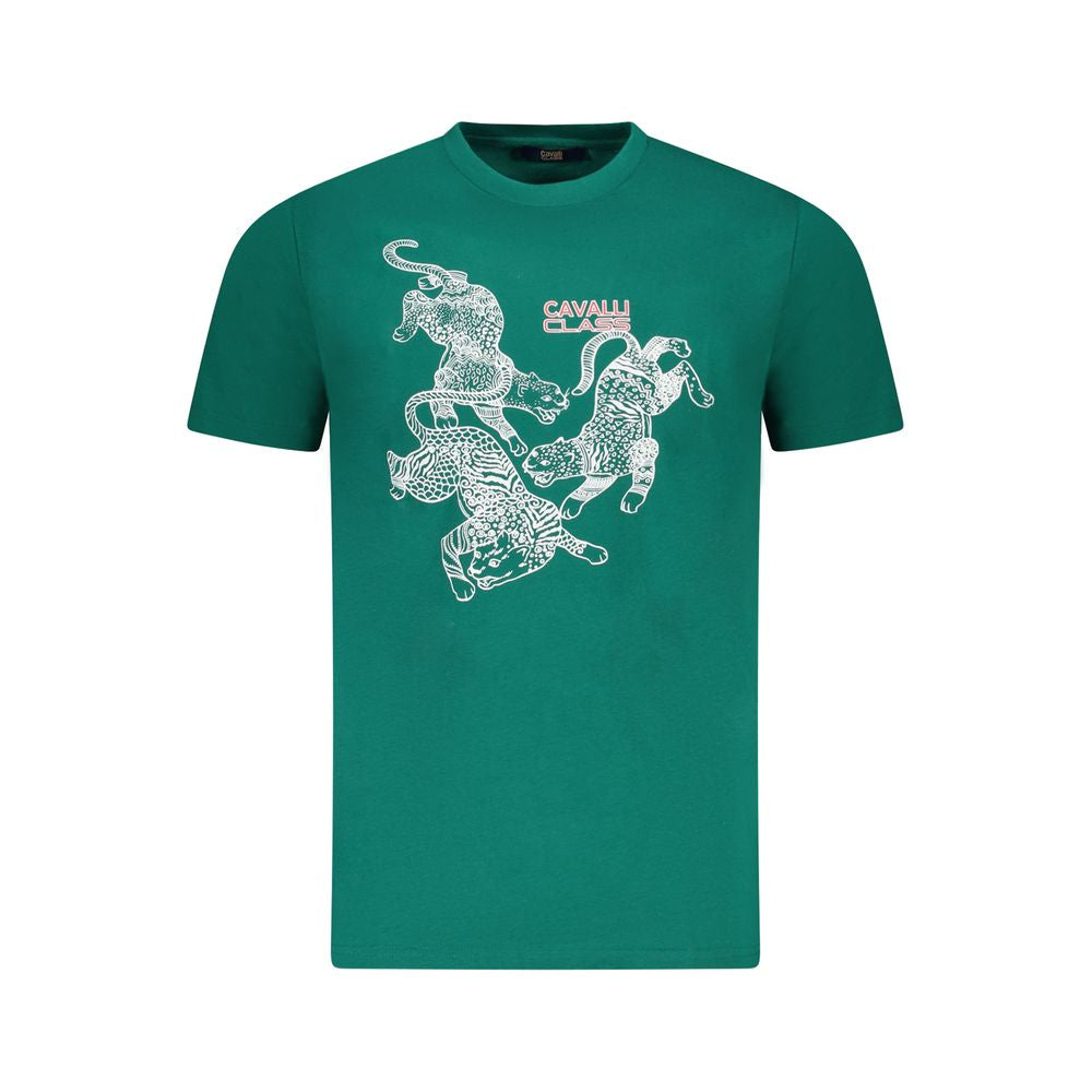 Cavalli Class Green Cotton T-Shirt - Standout Streetwear Essential