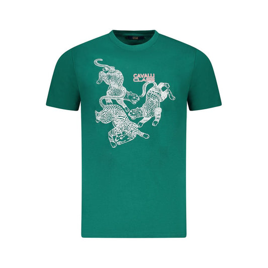 Cavalli Class Green Cotton T-Shirt - Standout Streetwear Essential