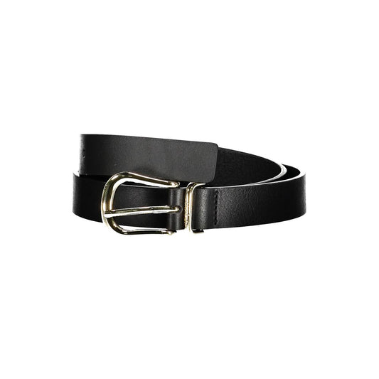 Tommy Hilfiger Black Leather Belt with Metal Buckle