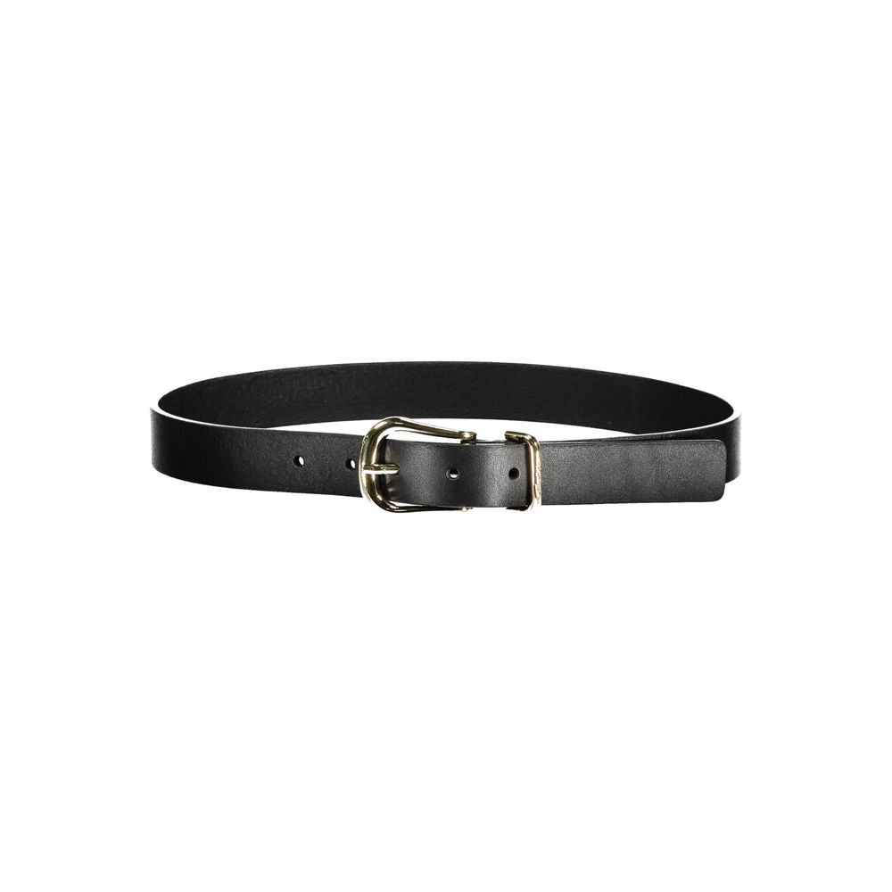 Tommy Hilfiger Black Leather Belt with Metal Buckle