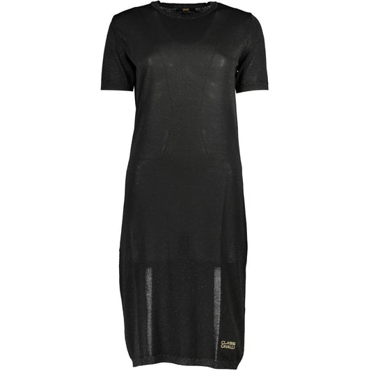 Cavalli Class Black Viscose Dress - Short Sleeve Statement Style