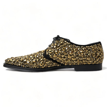 Dolce & Gabbana Black & Gold Embellished Men's Derby Shoes