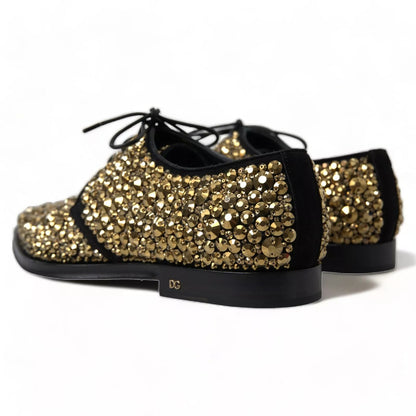 Dolce & Gabbana Black & Gold Embellished Men's Derby Shoes