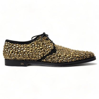 Dolce & Gabbana Black & Gold Embellished Men's Derby Shoes