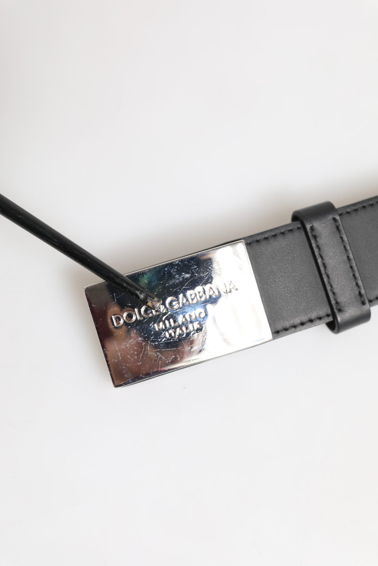 Dolce & Gabbana Black Leather Classic Metal Logo Buckle Belt