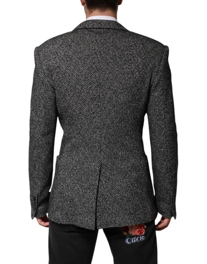Dolce & Gabbana Black and White Double Breasted Men Suit Blazer