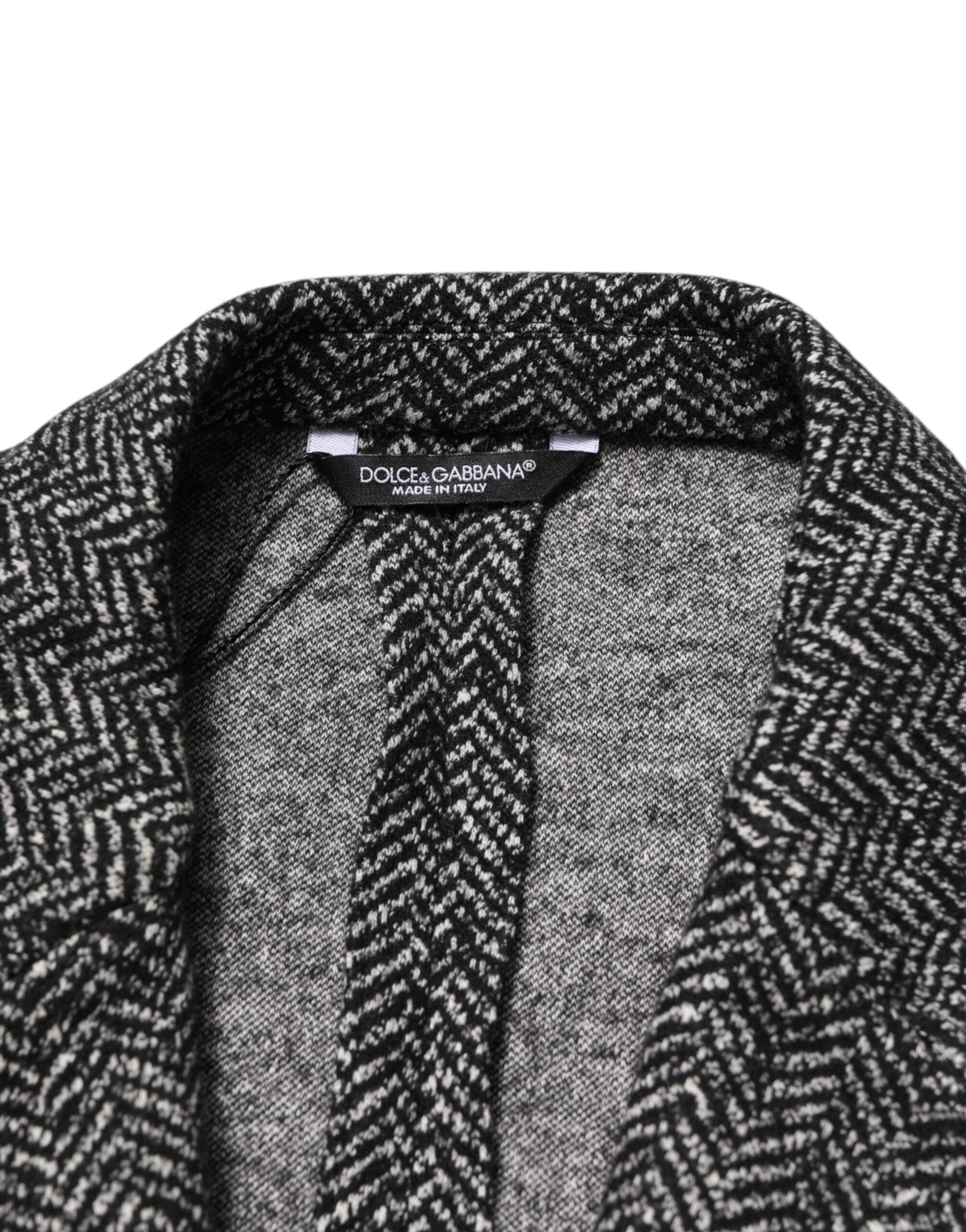 Dolce & Gabbana Black and White Double Breasted Men Suit Blazer