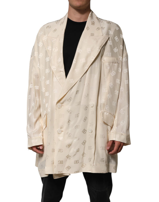 Dolce & Gabbana Beige Logo Monogram Coat Jacket