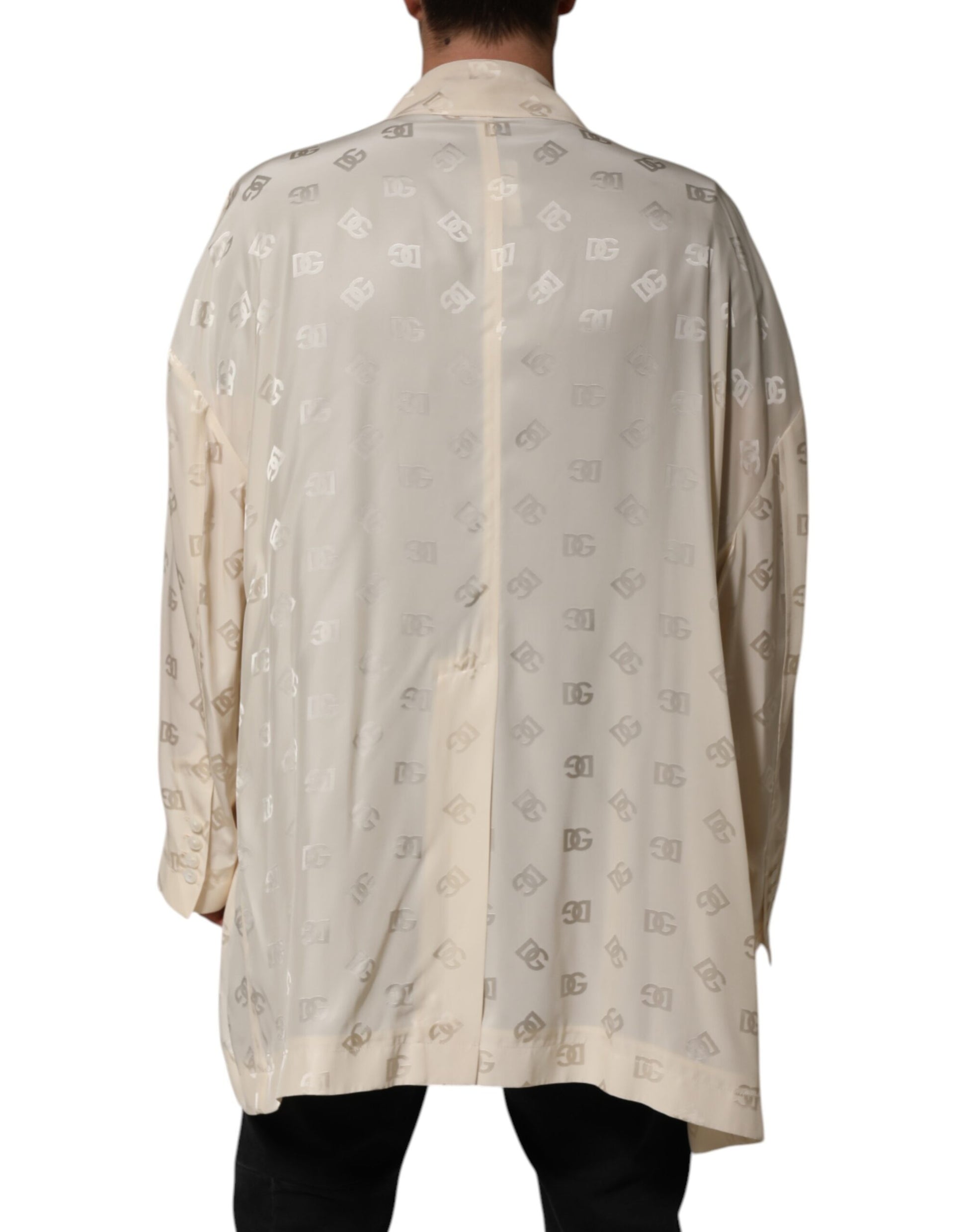 Dolce & Gabbana Beige Logo Monogram Coat Jacket