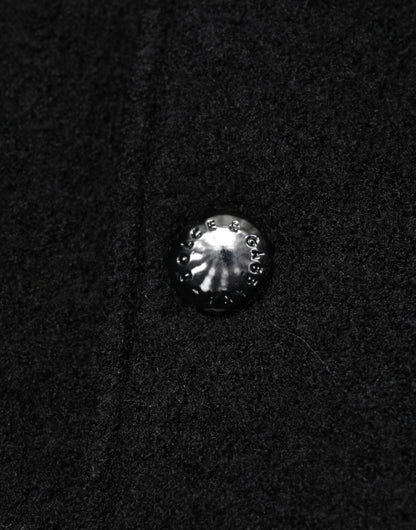 Dolce & Gabbana Black Wool Logo Plaque Bomber Jacket