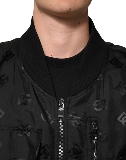 Dolce & Gabbana Black Cargo Windbreaker Logo Mania Jacket