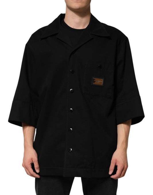 Dolce & Gabbana Black Short Sleeve Button Casual Shirt
