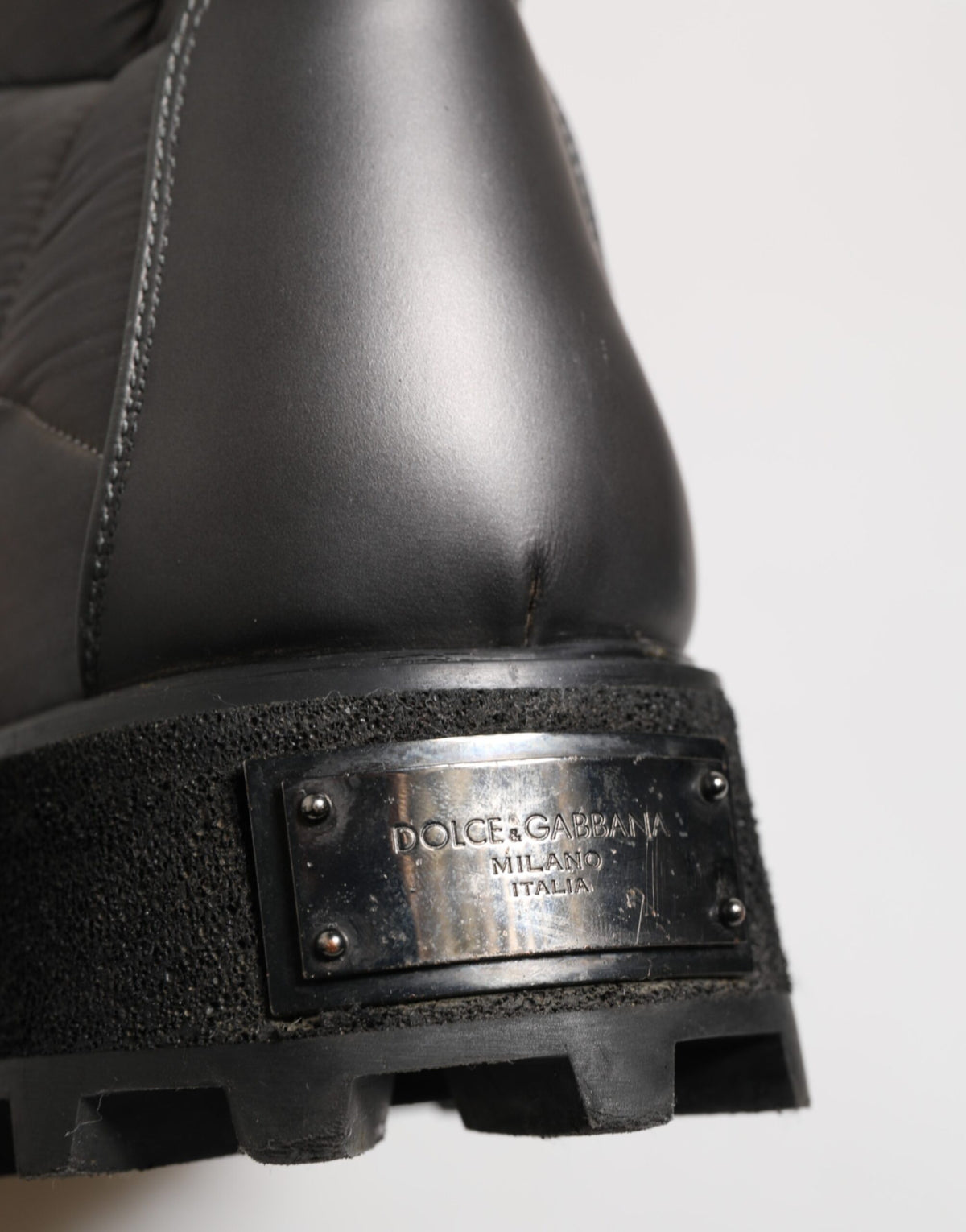 Dolce & Gabbana Silver Padded Mid Calf Lace Up Boots Shoes