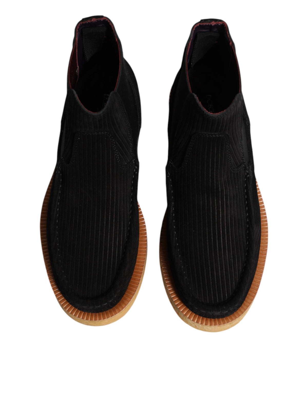 Dolce & Gabbana Black Calf Suede Slip On Ankle Boots