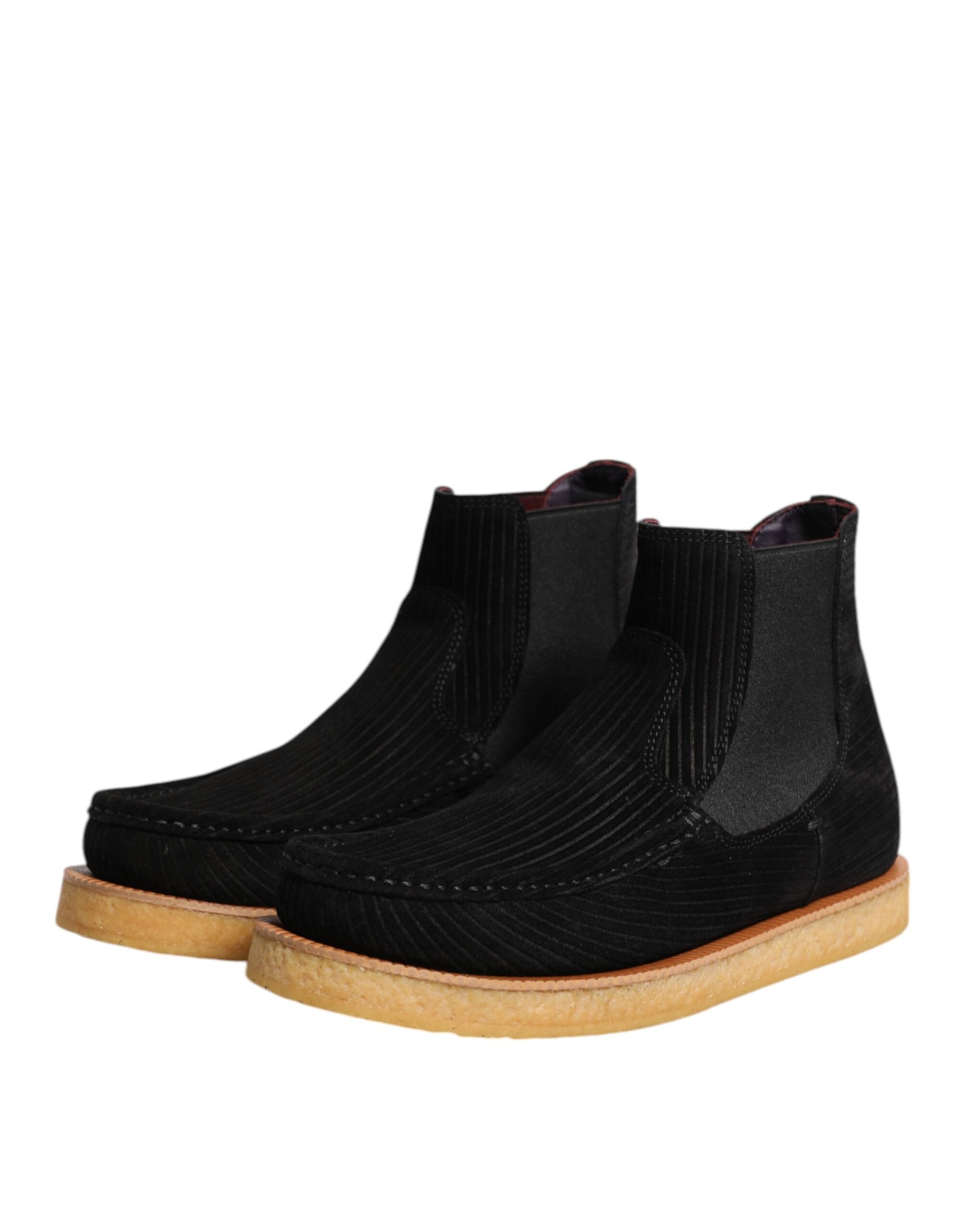 Dolce & Gabbana Black Calf Suede Slip On Ankle Boots