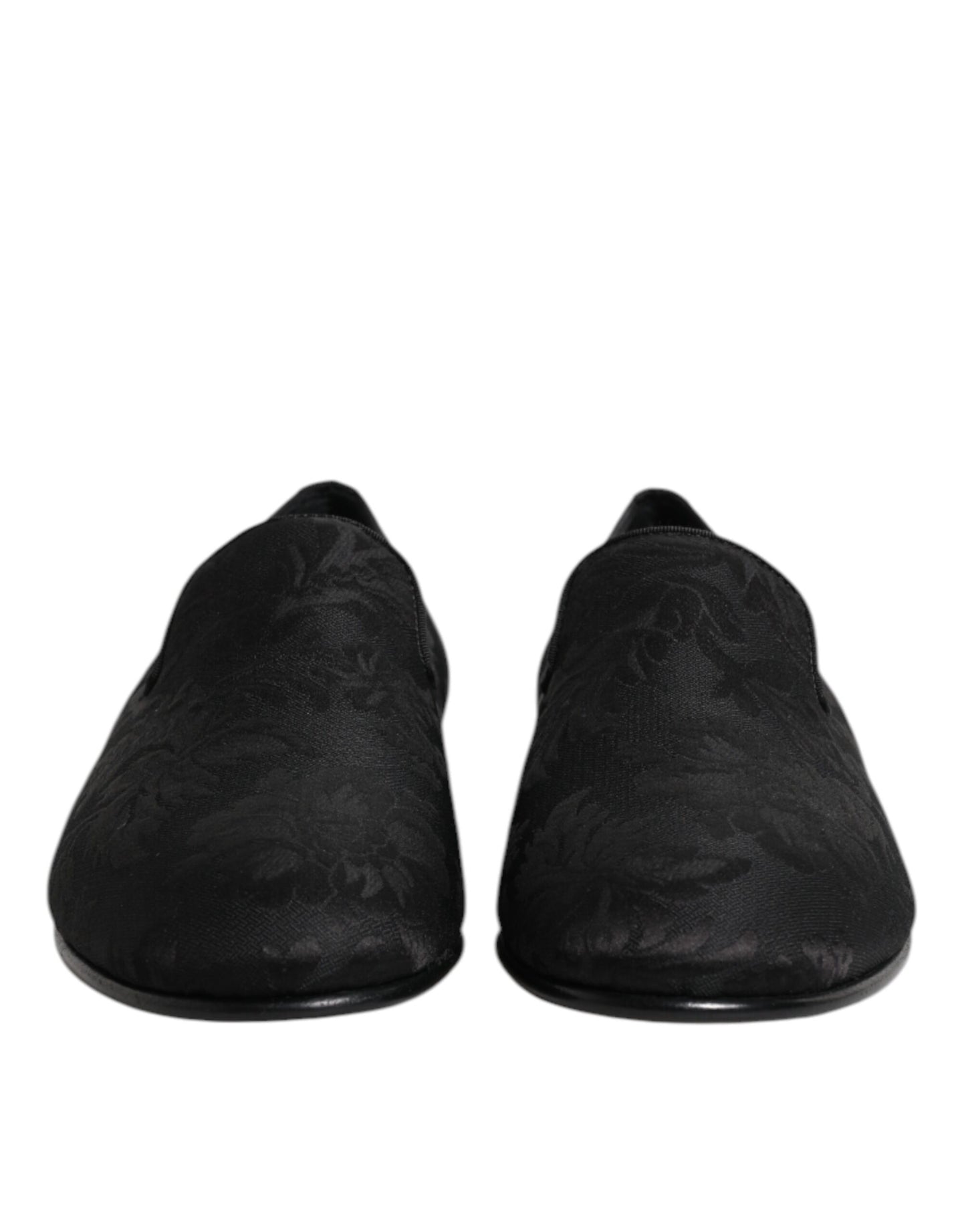 Dolce & Gabbana Black Floral Brocade Loafers for Men