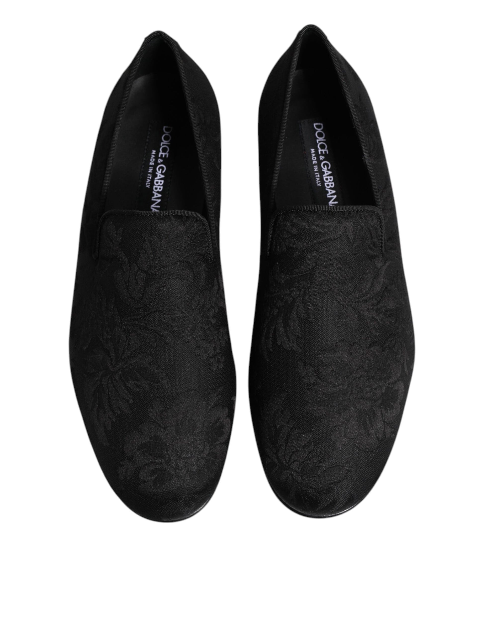 Dolce & Gabbana Black Floral Brocade Loafers for Men