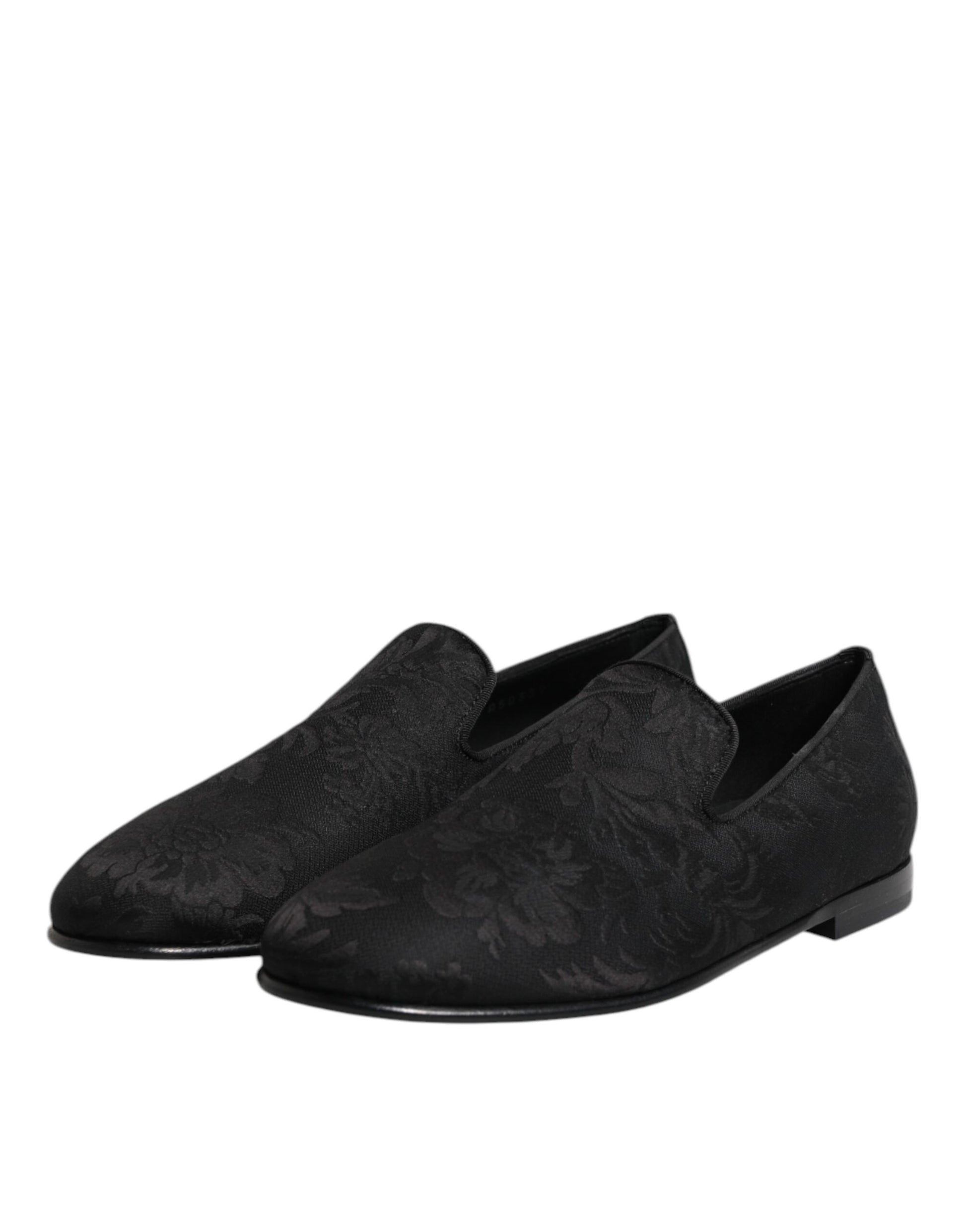 Dolce & Gabbana Black Floral Brocade Loafers for Men