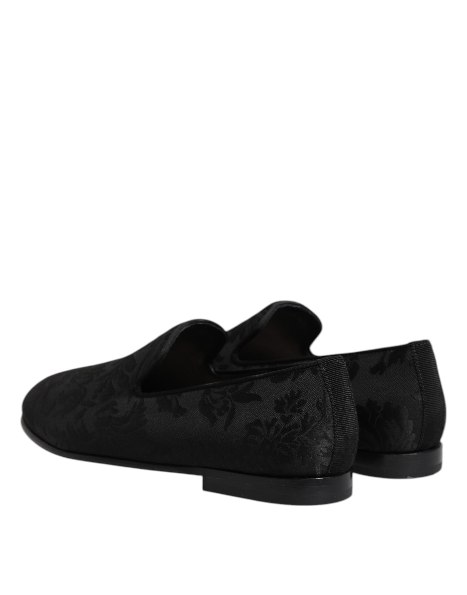 Dolce & Gabbana Black Floral Brocade Loafers for Men
