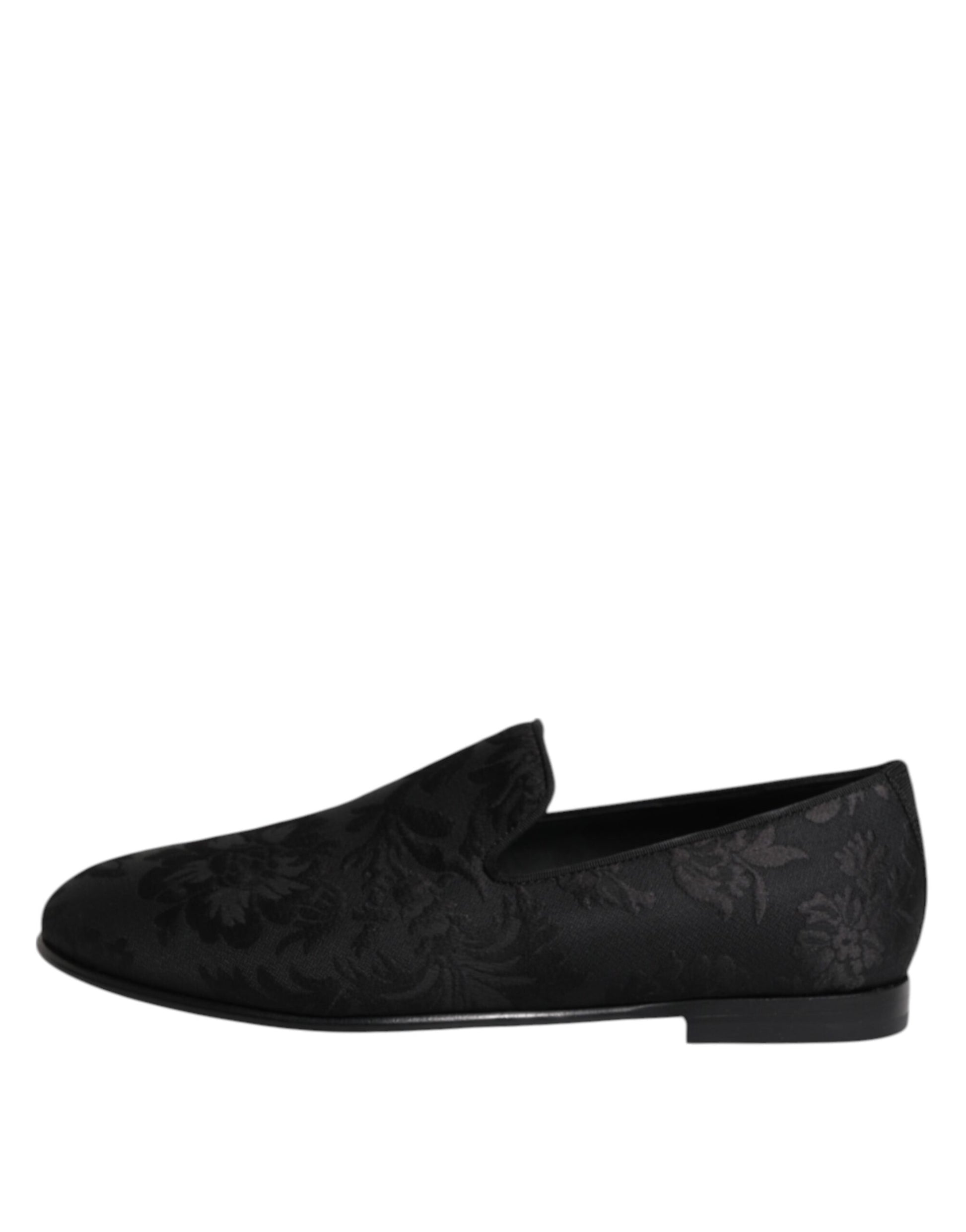 Dolce & Gabbana Black Floral Brocade Loafers for Men