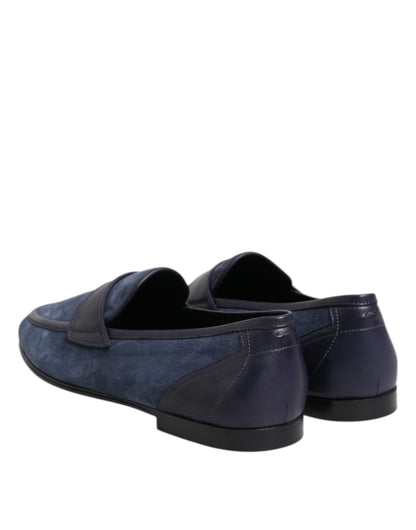 Dolce & Gabbana Blue Suede Leather Loafers