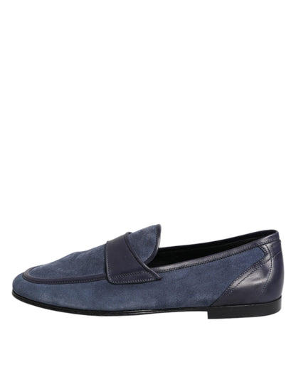 Dolce & Gabbana Blue Suede Leather Loafers