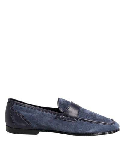 Dolce & Gabbana Blue Suede Leather Loafers