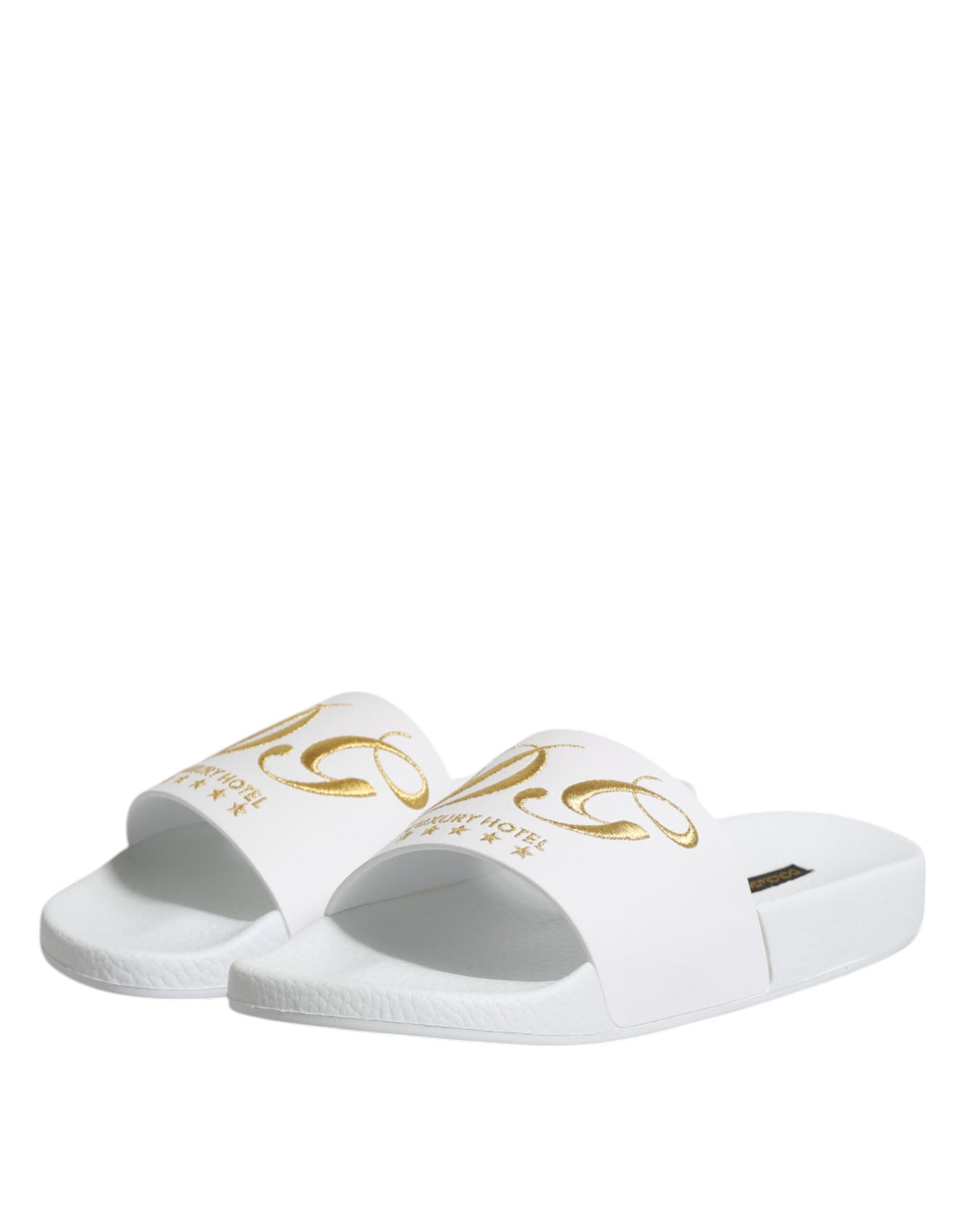 Dolce & Gabbana White Leather Slides Sandals