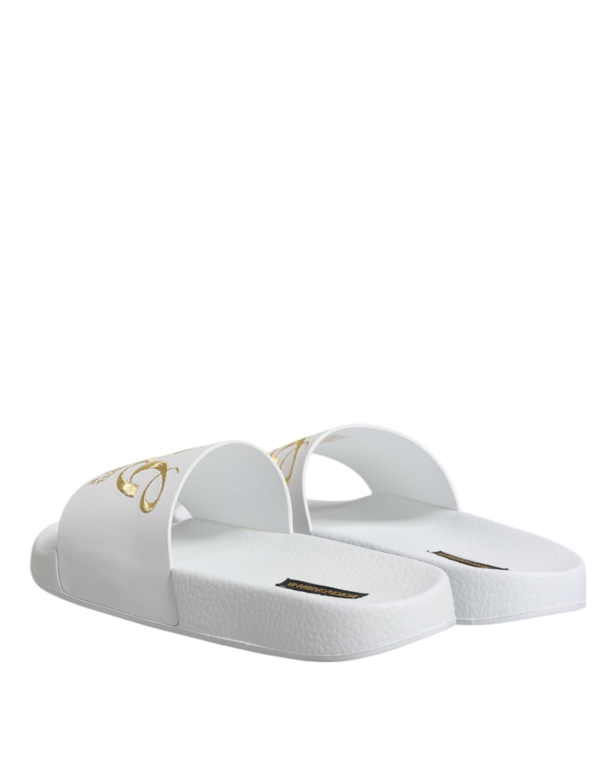 Dolce & Gabbana White Leather Slides Sandals