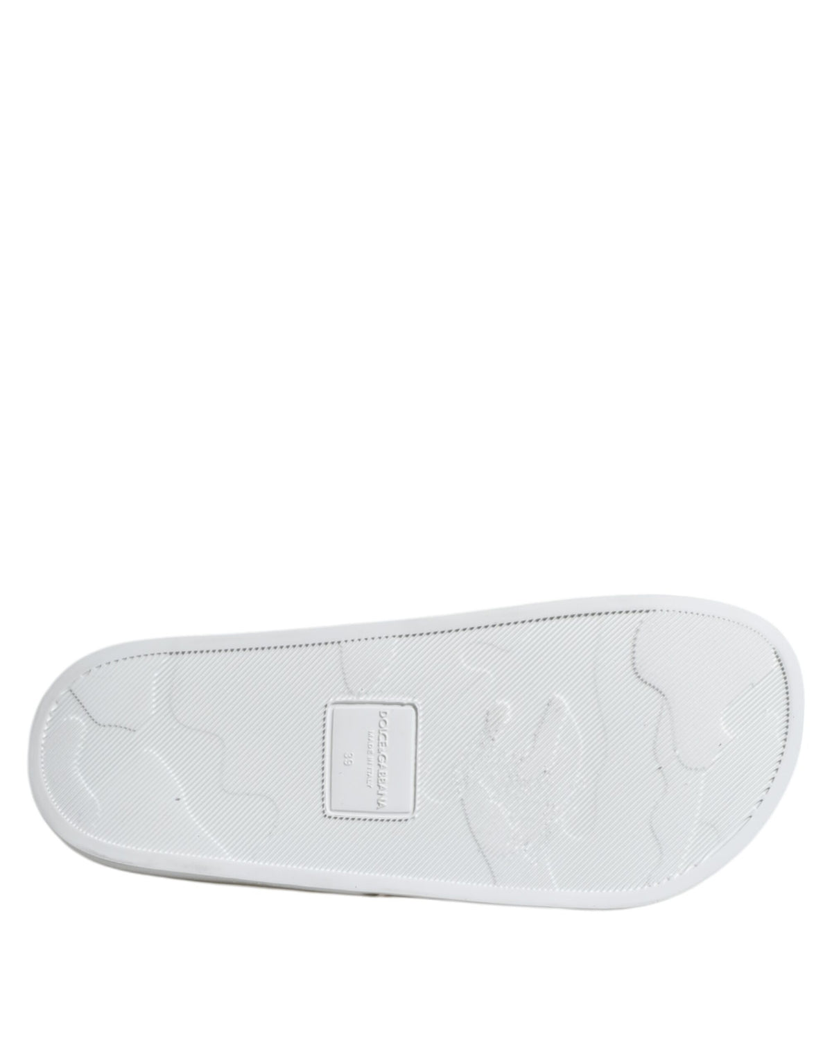 Dolce & Gabbana White Leather Slides Sandals