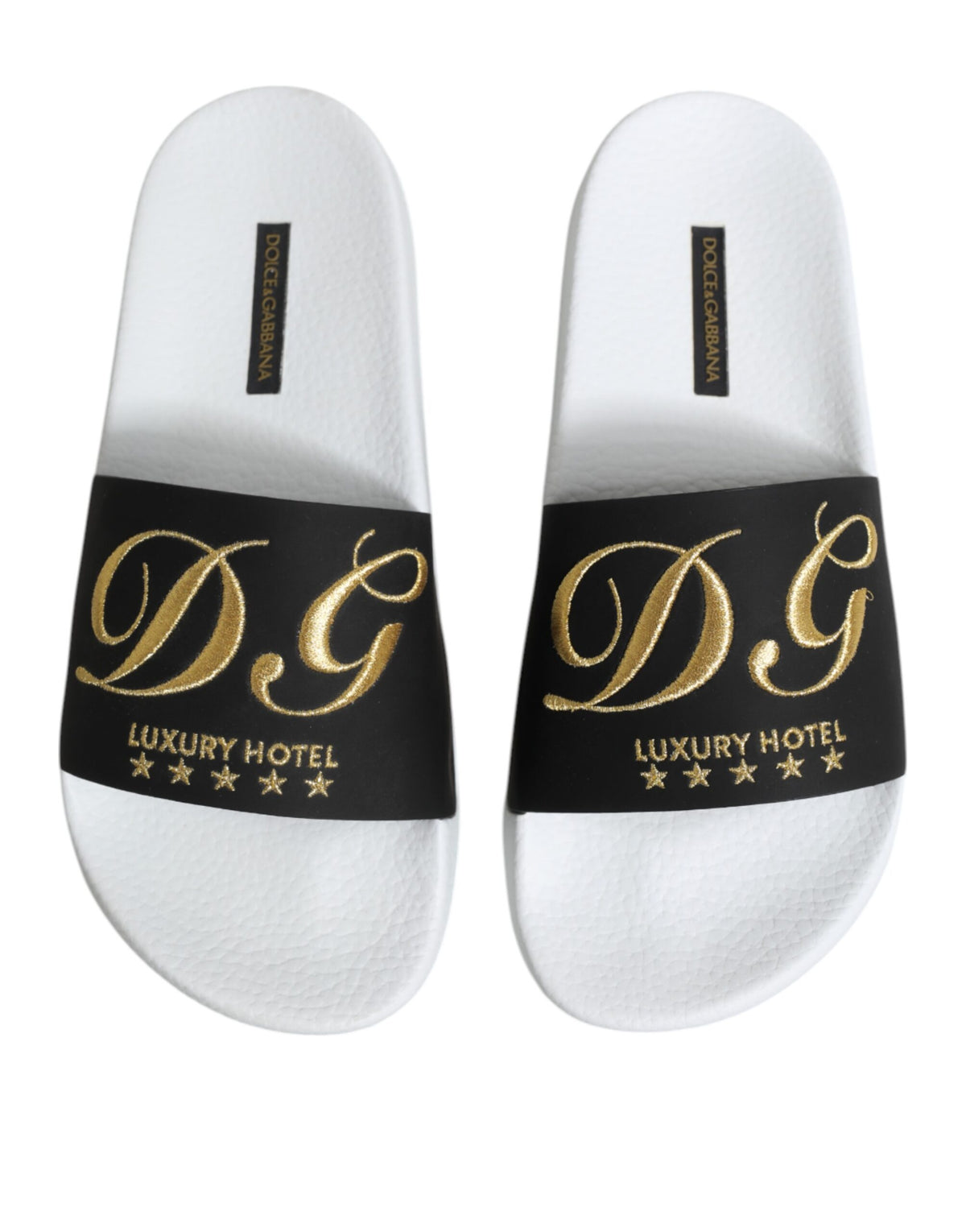 Dolce & Gabbana White Black Leather Sandals