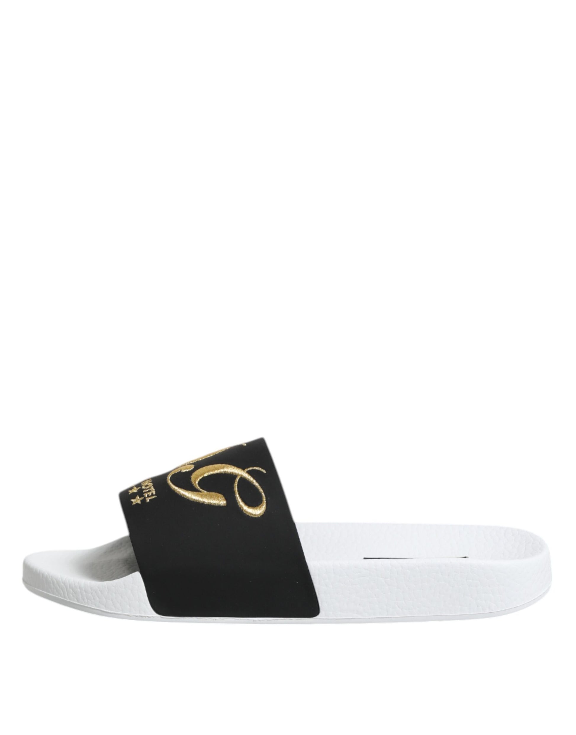 Dolce & Gabbana White Black Leather Sandals