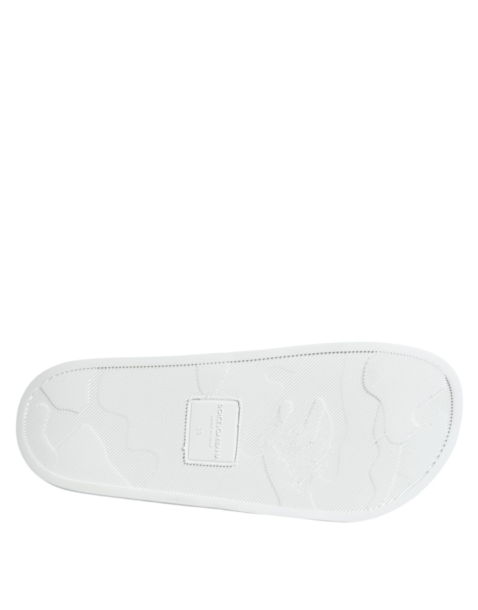 Dolce & Gabbana White Black Leather Sandals