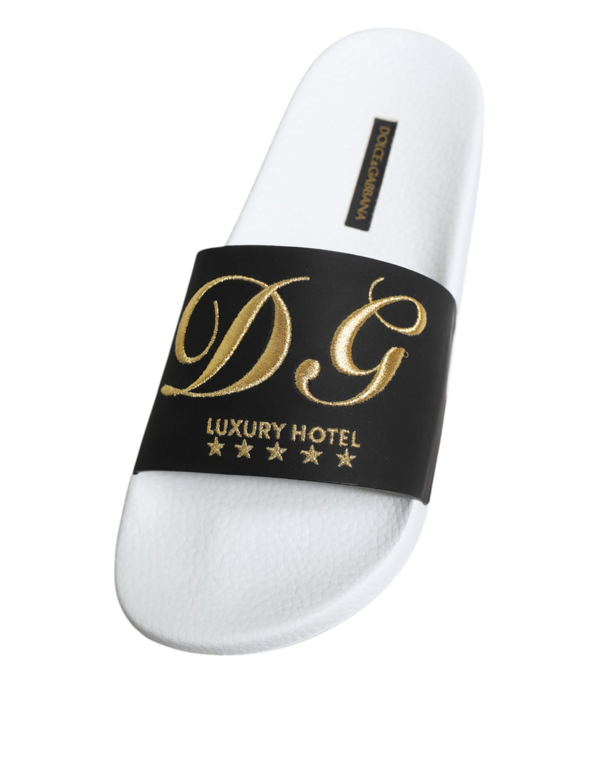 Dolce & Gabbana White Black Leather Sandals