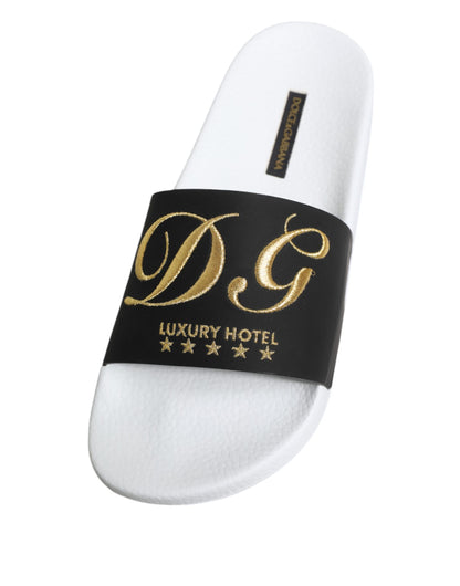 Dolce & Gabbana White Black Leather Sandals