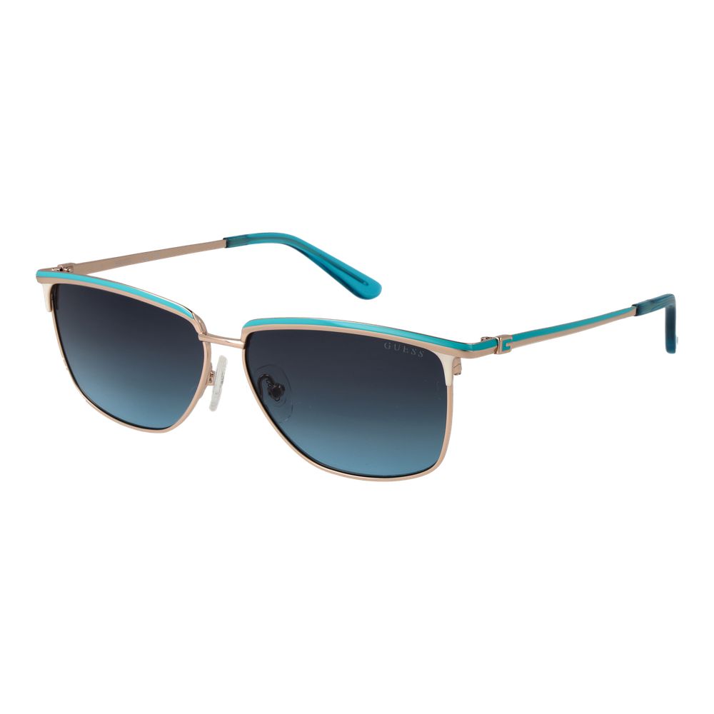 Guess Women’s Sunglasses – Gold Rectangle Frame, Blue Gradient Lenses