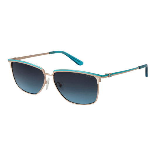 Guess Women’s Sunglasses – Gold Rectangle Frame, Blue Gradient Lenses
