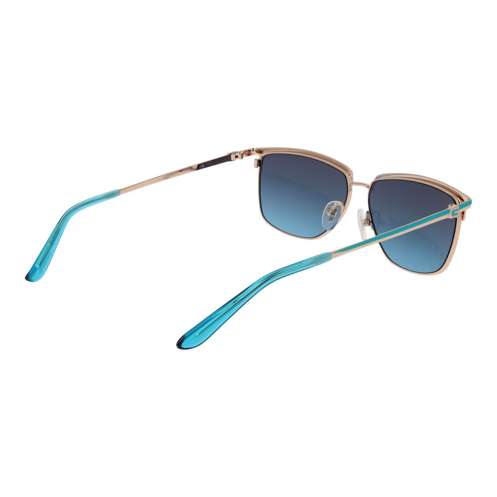 Guess Women’s Sunglasses – Gold Rectangle Frame, Blue Gradient Lenses