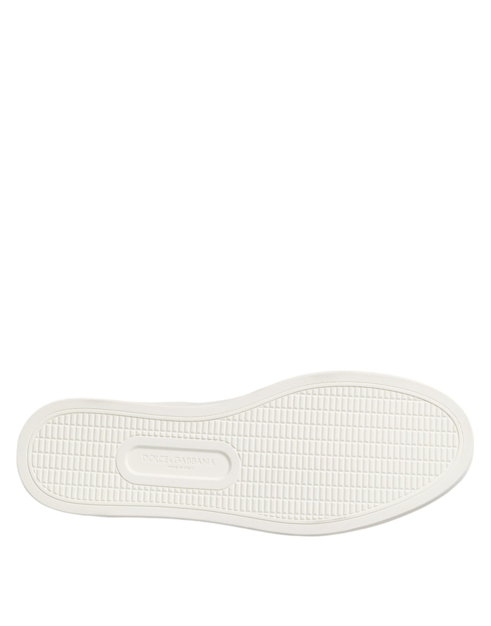 Dolce & Gabbana White Brown Leather Low Top Men's Sneakers
