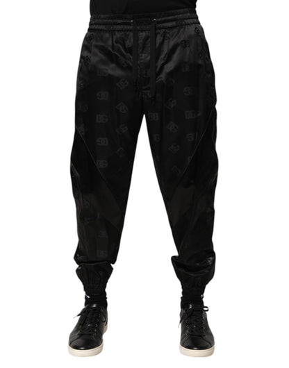 Dolce & Gabbana Black Logo DG Print Men Jogger Sweatpants