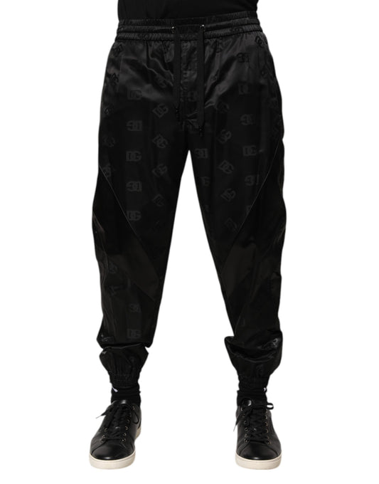 Dolce & Gabbana Black Logo DG Print Men Jogger Sweatpants