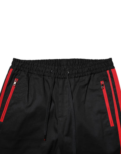 Dolce & Gabbana Red Stripe Cotton Logo Jogger Sweatpants