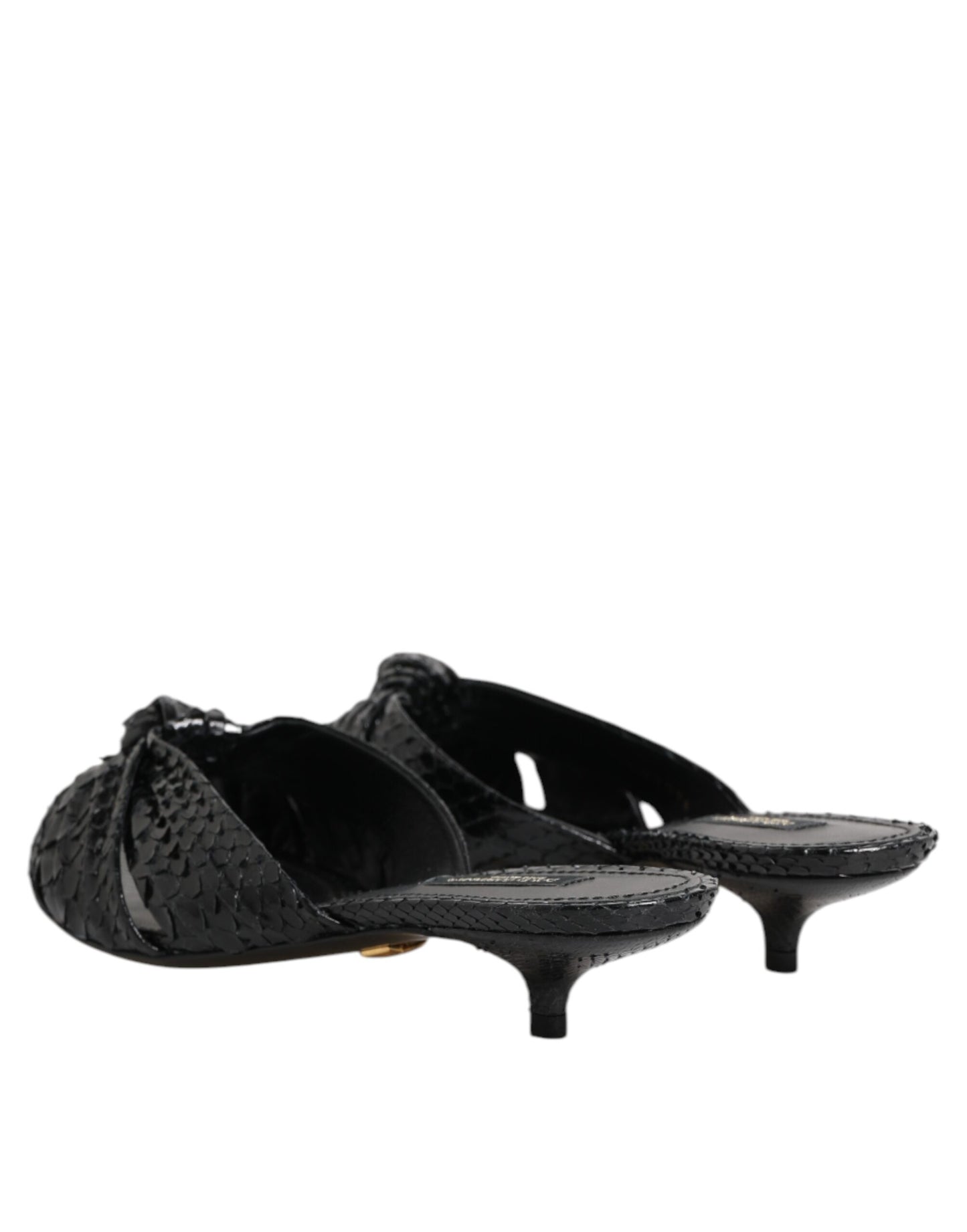 Dolce & Gabbana Black Python Leather Heels Slides